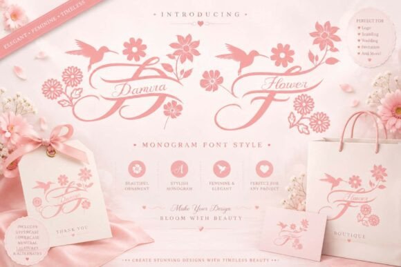 Damira Flower Monogram: A Script Font for Web Design